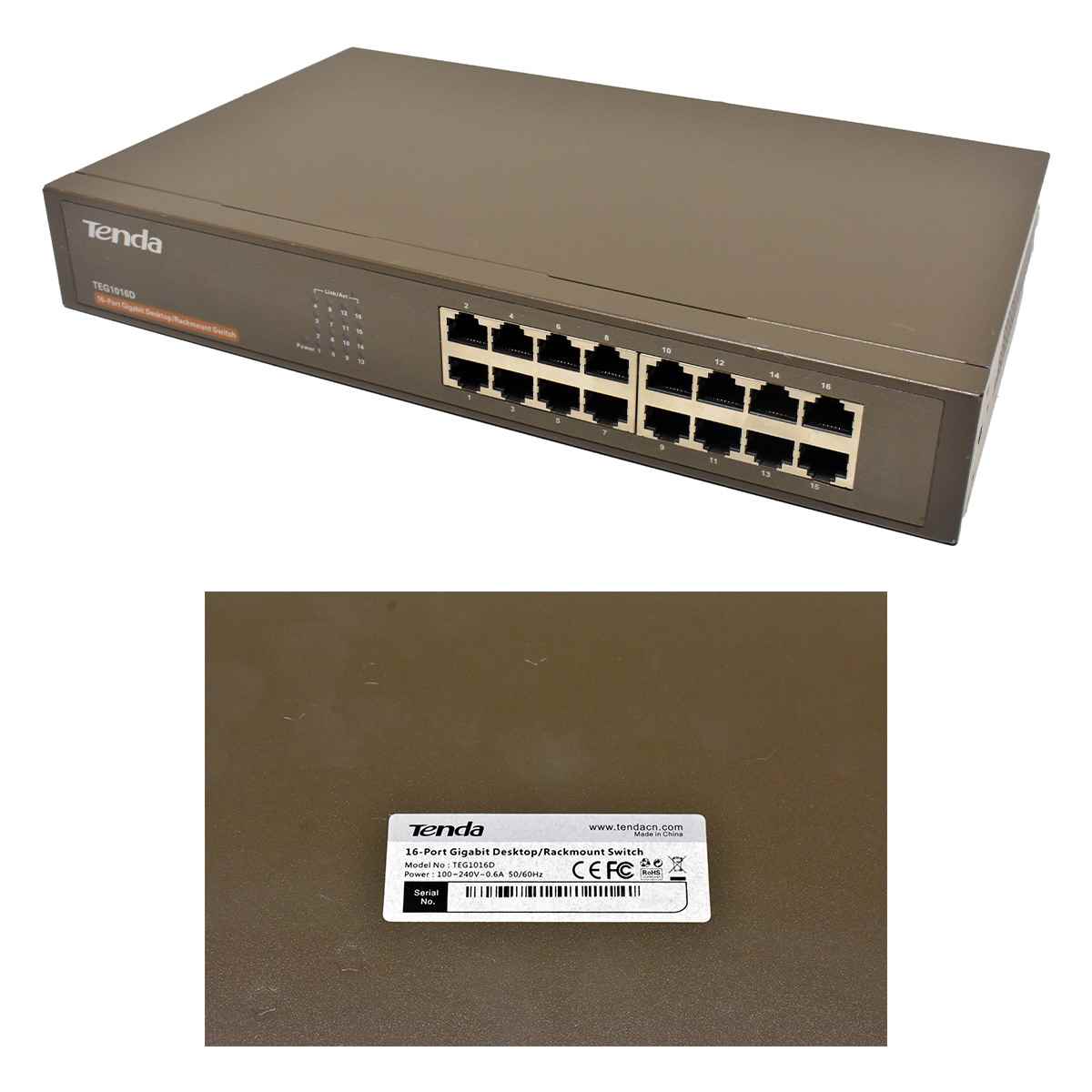 Tenda TEG1016D 16-Port GE Desktop Rackmount Switch Tenda TEG1016D 16-Port GE Desktop Rackmount Switch