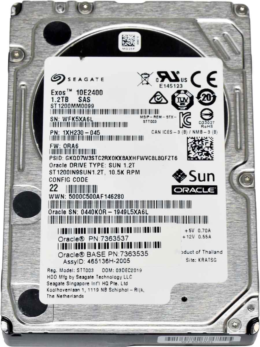 Sun Oracle 1.2TB 2.5" 10.5K 12G SAS HDD Festplatte ST1200MM0099 7363535 Server Storage Seagate 1.2TB 1XH230-045 ST1200MM0099 2.5" 10.5K 12G SAS HDD