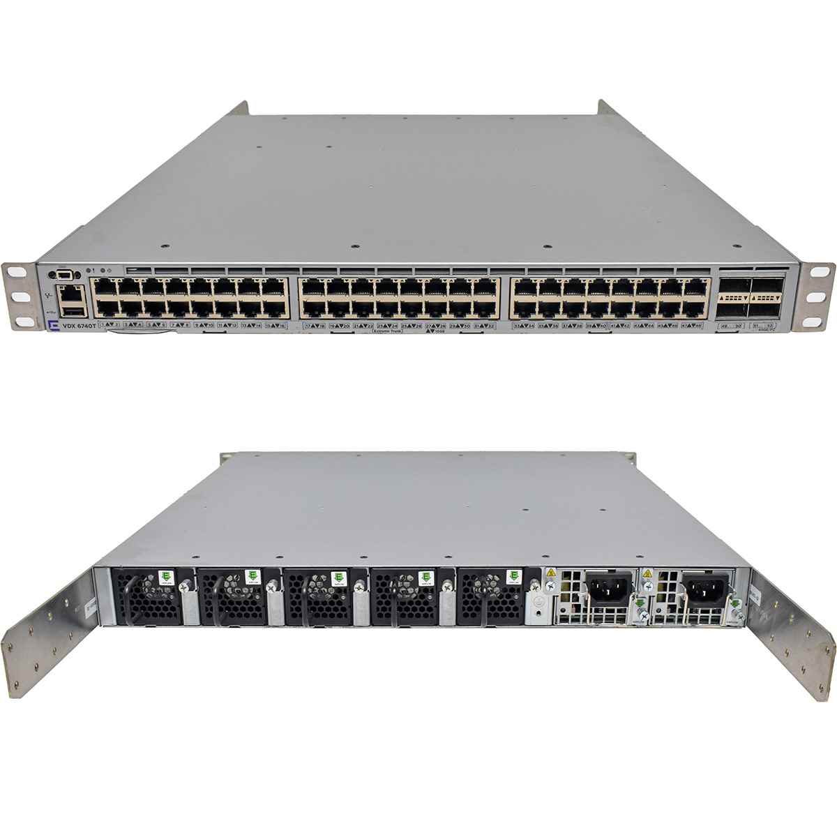 Extreme VDX 6740T XBR-VDX6740T-24-F 48-Port 10G RJ-45 Ethernet Switch 4x 40G QSFP+ Rack Ears Extreme VDX 6740T XBR-VDX6740T-24-F 48-Port 10G RJ-45 Ethernet Switch 4x 40G QSFP+ Rack Ears