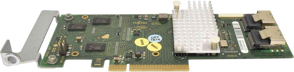 Fujitsu D2616-A22 GS1 6Gb PCle x8 SAS Raid Controller +2x SAS Kabel LP Fujitsu D2616-A22 GS1 6Gb PCle x8 SAS Raid Controller +2x SAS Kabel LP