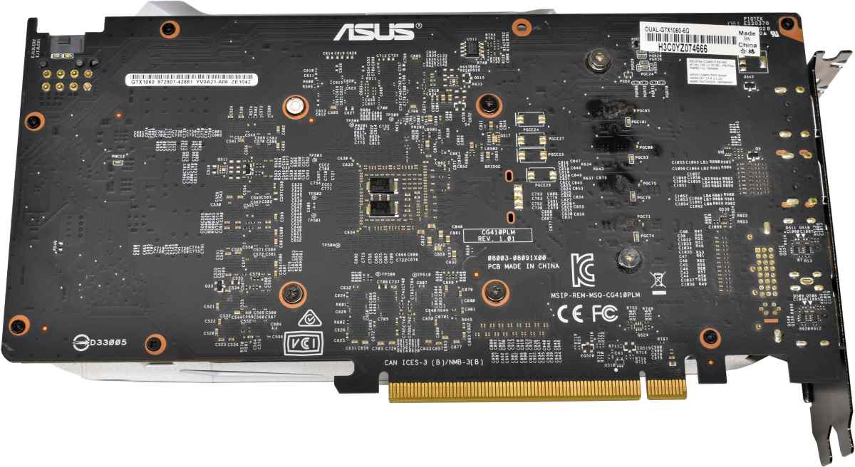 Asus DUAL-GTX1060-6G NVIDIA GTX 1060 Graphics Card GP106 6GB GDDR5 PCIe 3.0 x16 DVI 2x HDMI 2x DP