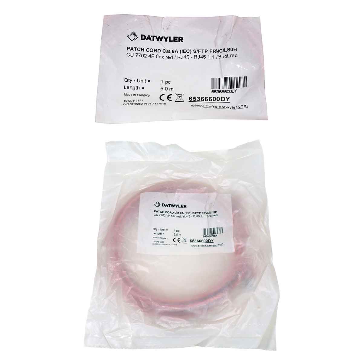 Dätwyler 5m 65366600DY Copper Patch Cord RJ-45 Cat.6A IEC red NEW NEU Dätwyler 5m 65366600DY Copper Patch Cord RJ-45 Cat.6A IEC red NEW NEU