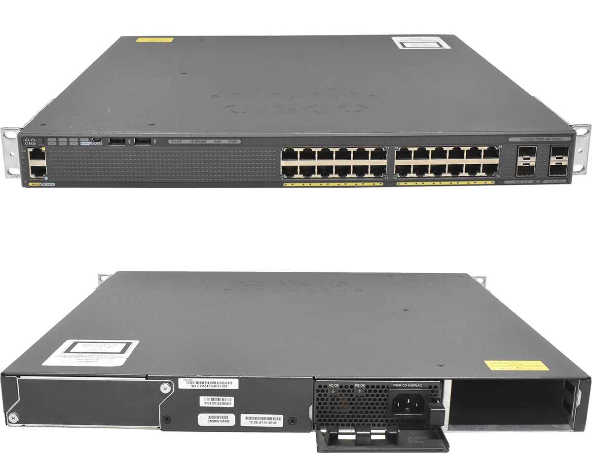 Cisco WS-C2960XR-24PS-I 24-Port PoE+ GE 4-Port SFP GE 1x PSU Rack Ears Cisco WS-C2960XR-24PS-I 24-Port PoE+ GE 4-Port SFP GE 1x PSU Rack Ears