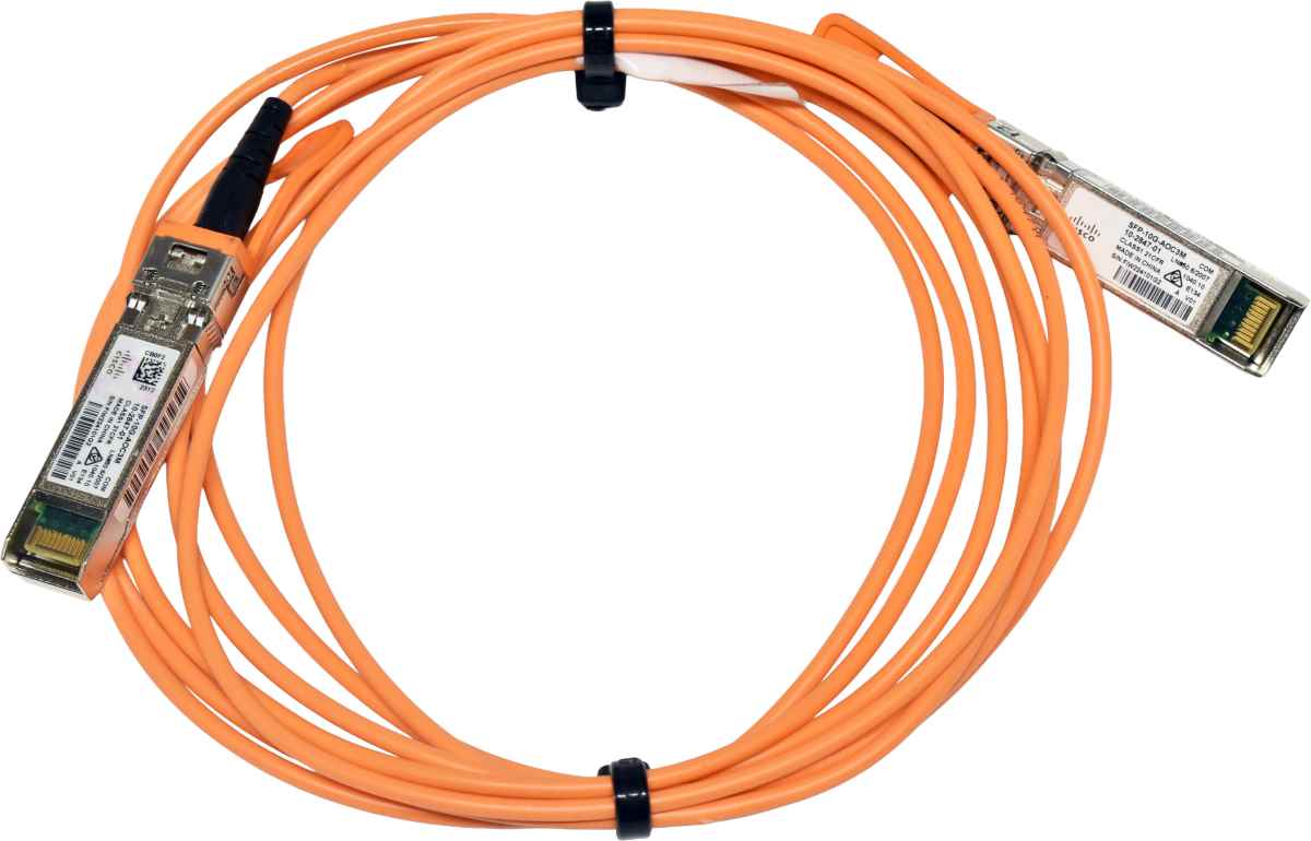 Cisco SFP-10G-AOC3M 10-2847-01 CMPQAA8CAA 3m SFP+ - SFP+ Active Optical Cable Cisco QSFP-H40G-AOC1M 10-2925-02 1m QSFP+ - QSFP+ Active Optical Cable