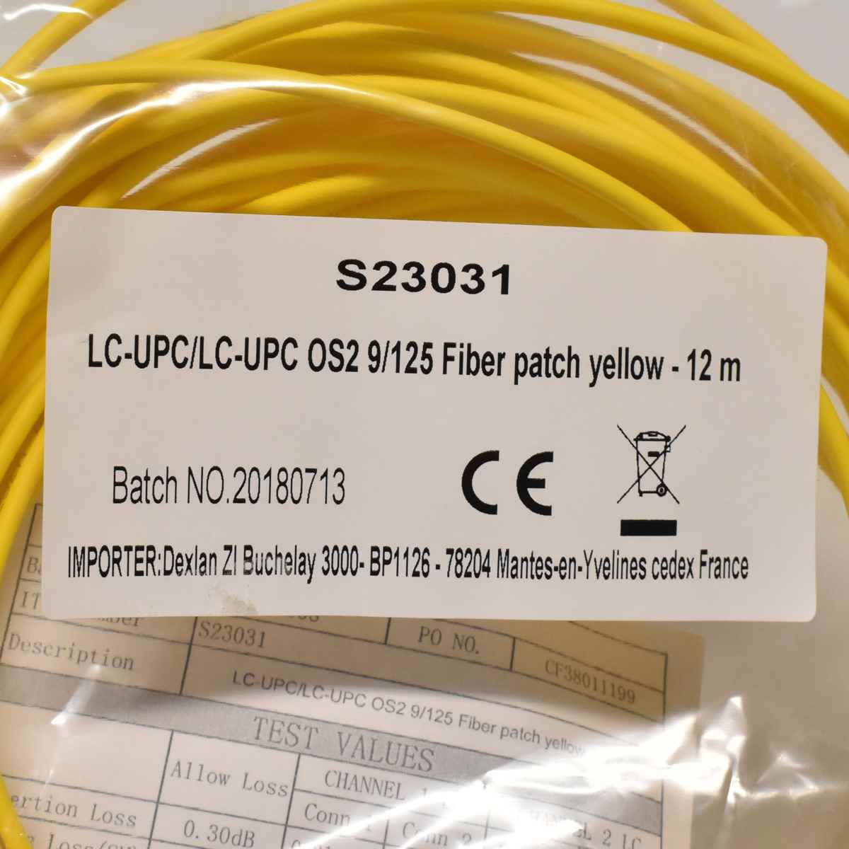 Corning LC-UPC/LC-UPC OS2 9/128 Fiber patch yellow gelb - 12m NEU NEW 80x Corning LC-UPC/LC-UPC OS2 9/128 Fiber patch yellow gelb - 12m NEU NEW
