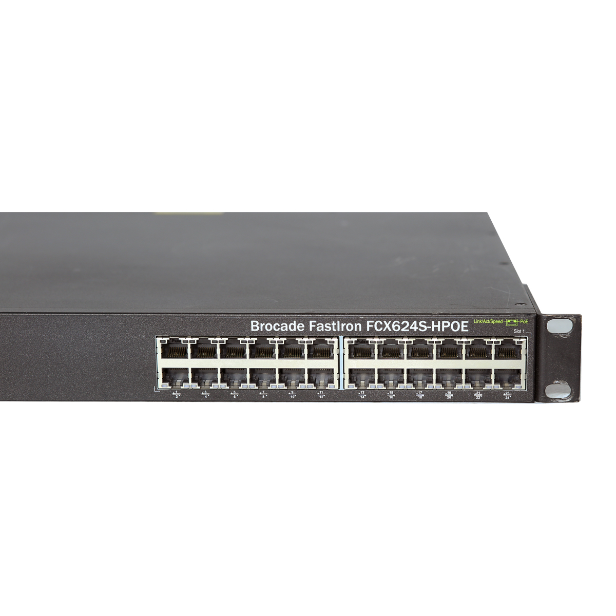 Brocade FastIron FCX624S-HPOE 80-1002387-04 24-Port PoE Gigabit Ethernet Switch 4x SFP 1xPSU Brocade FastIron FCX624S-HPOE 80-1002387-04 24-Port PoE Gigabit Ethernet Switch 4x SFP 1xPSU