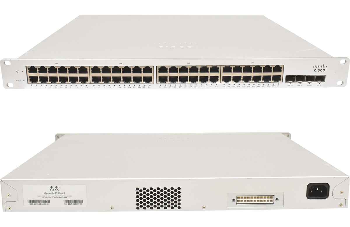 Cisco Meraki MS220-48 48-Ports PoE RJ-45 GE 4-Ports SFP GE Cloud Managed Switch Cisco Meraki MS220-48 48-Ports PoE RJ-45 GE 4-Ports SFP GE Cloud Managed Switch
