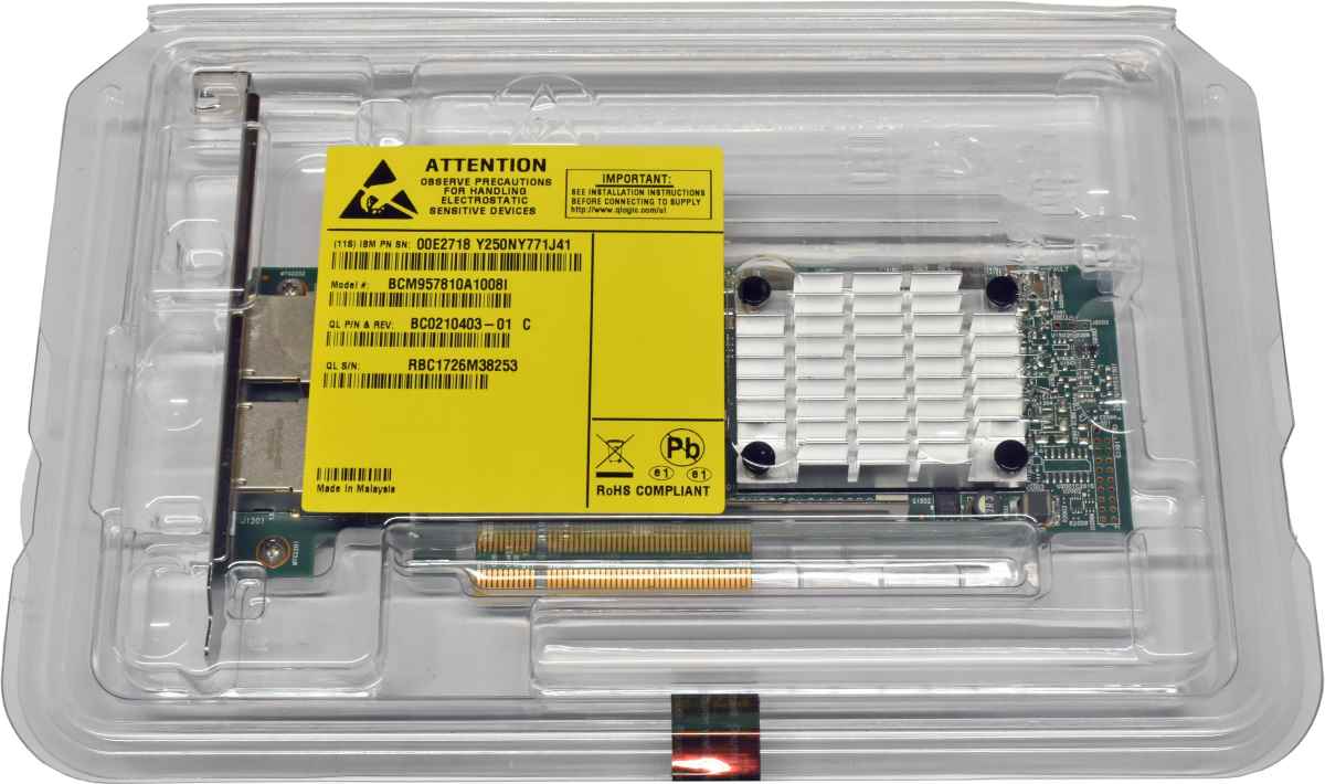 IBM Dual Port EN0X 10Gb/s BaseT RJ45 PCIe x8 FC Server Adapter 00E2718 BCM957810A1008I IBM Dual Port EN0X 10Gb/s BaseT RJ45 PCIe x8 FC Server Adapter 00E2718 BCM957810A1008I