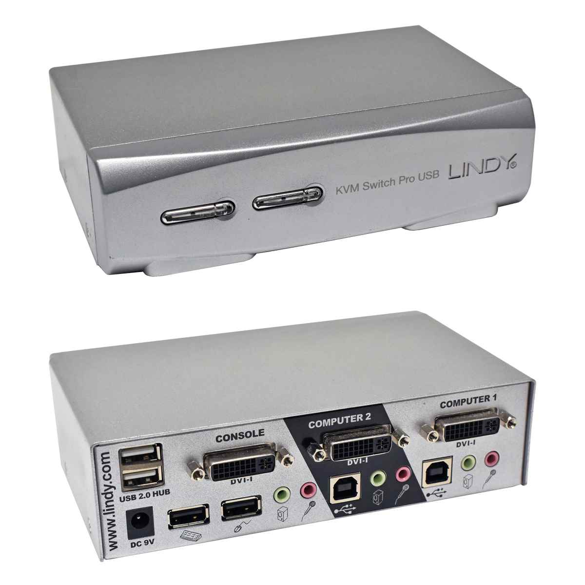 Lindy 39332 KVM Switch PRO USB 2.0 Audio DVI-I Dual Link 2-Port Lindy 39332 KVM Switch PRO USB 2.0 Audio DVI-I Dual Link 2-Port