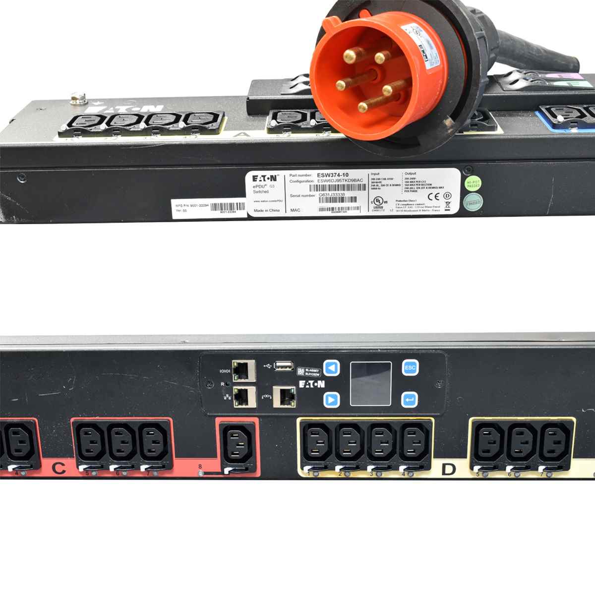 Eaton ESW374-10 9001-22294 ESW6DJ95TKD9BAC Metered Switched Outlet ePDU G3 48xC13 Eaton ESW374-10 9001-22294 ESW6DJ95TKD9BAC Metered Switched Outlet ePDU G3 48xC13