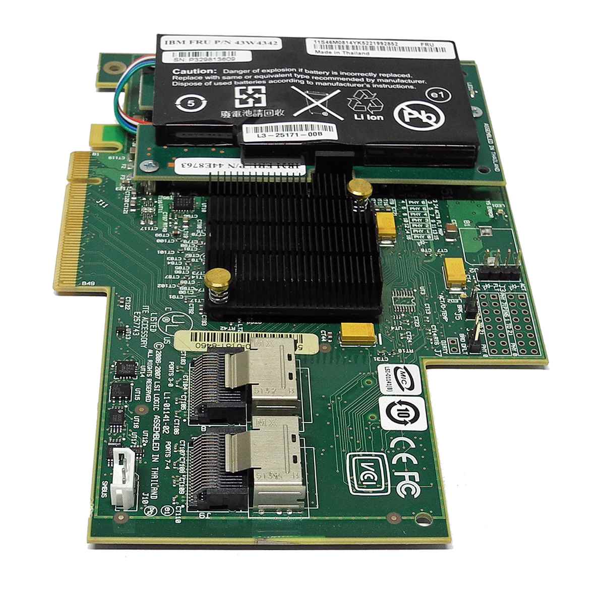 LSI IBM MR SAS 8708E 3 Gb/s PCIe x8 RAID Controller +BBU +SAS Kabel FRU 43W4297 LSI IBM MR SAS 8708E 3 Gb/s PCIe x8 RAID Controller +BBU +SAS Kabel FRU 43W4297