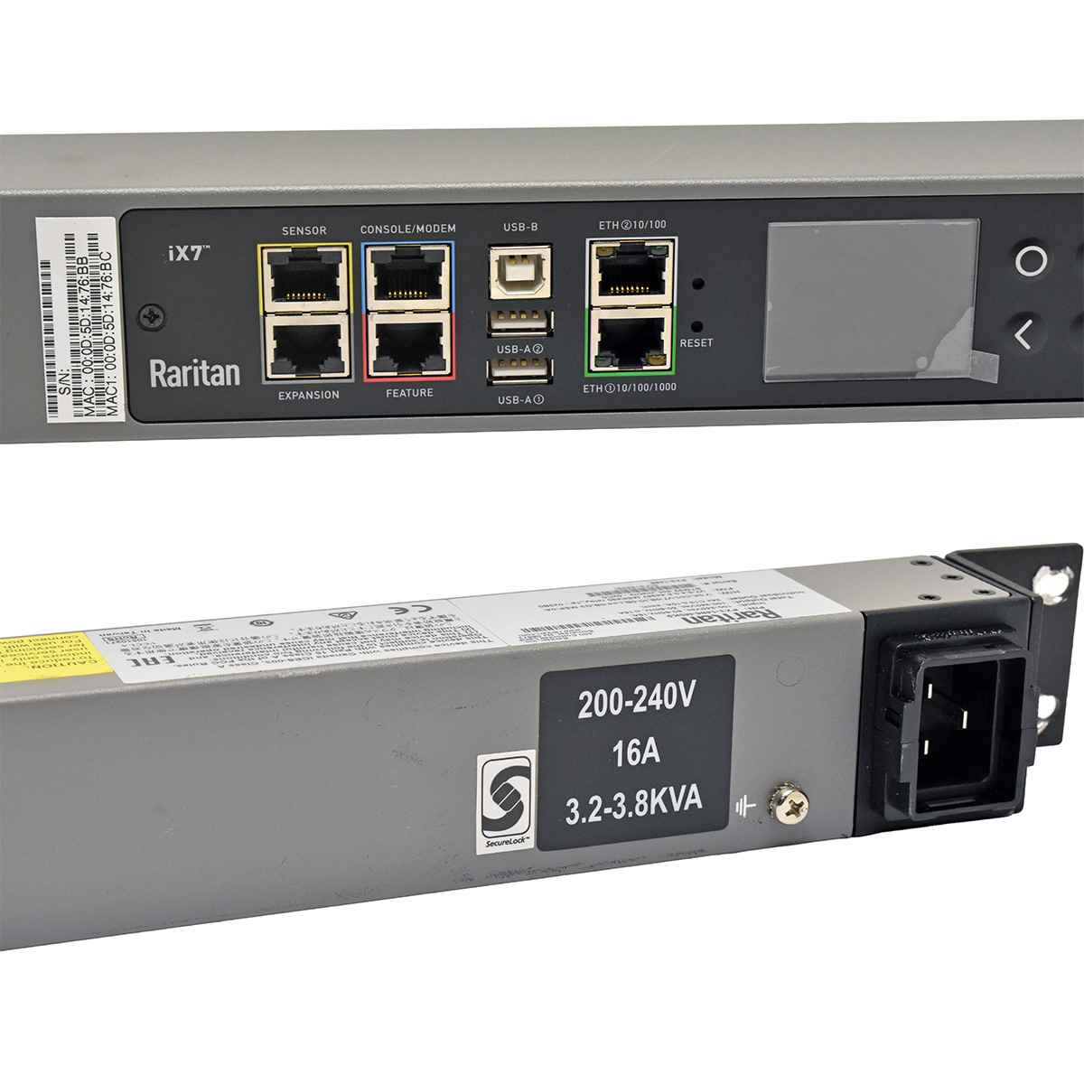 Raritan PX3-1486-M5K9 Power Distribution Unit PDU 3.8kVA 16A 24x C13 +Rack Ears