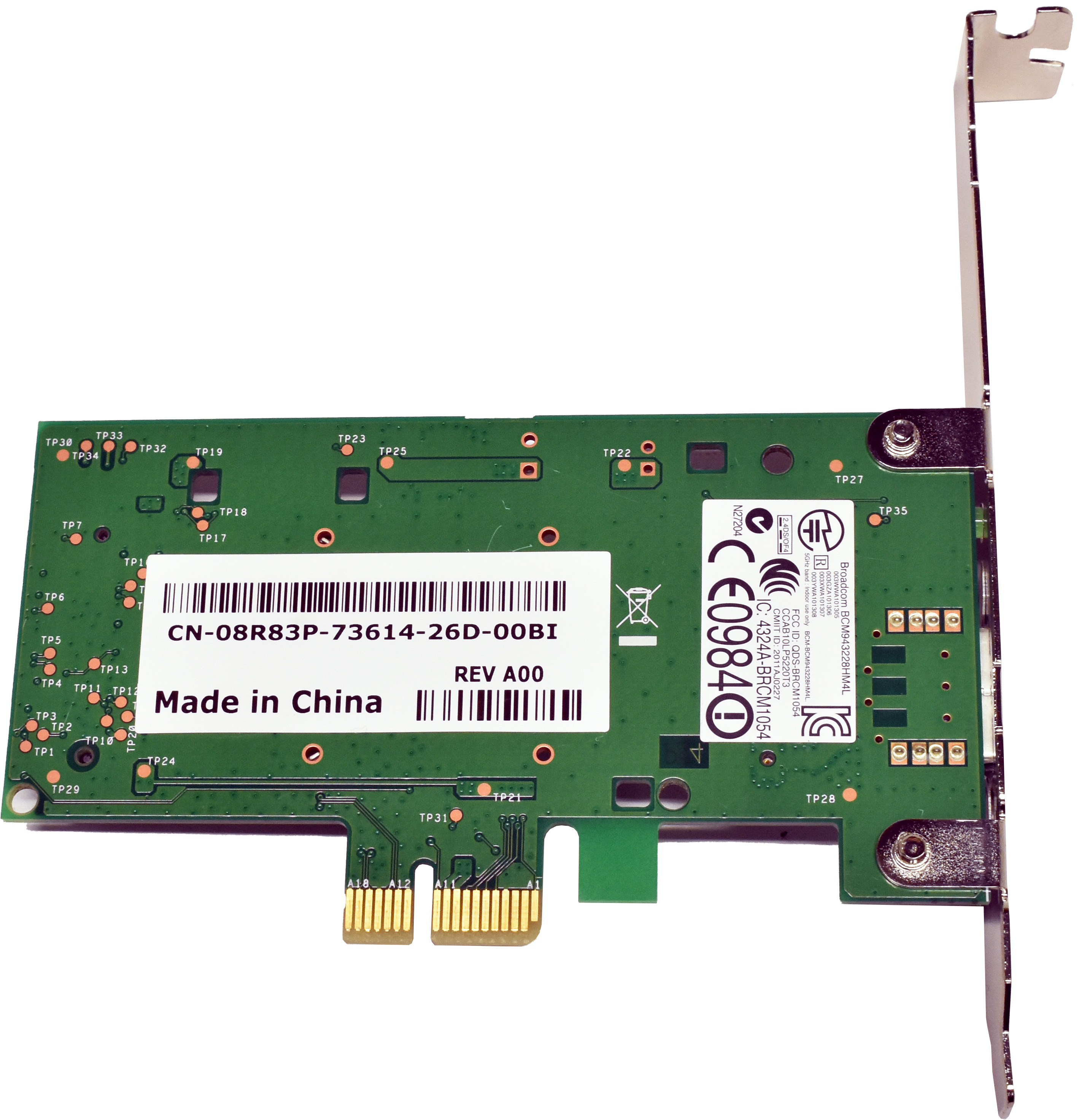 Dell Broadcom 08R83P BCM943228HM4L PCIe x1 Wireless Adapter Card FP