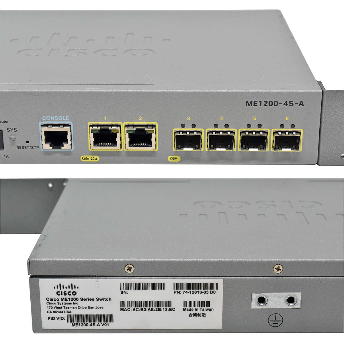 Cisco-ME1200-4S-A-74-12816-03-4-Port-GE-SFP-Access-006.jpg Cisco ME1200-4S-A 74-12816-03 4-Port GE SFP Access Device 2x GE RJ-45 +Rack Ears