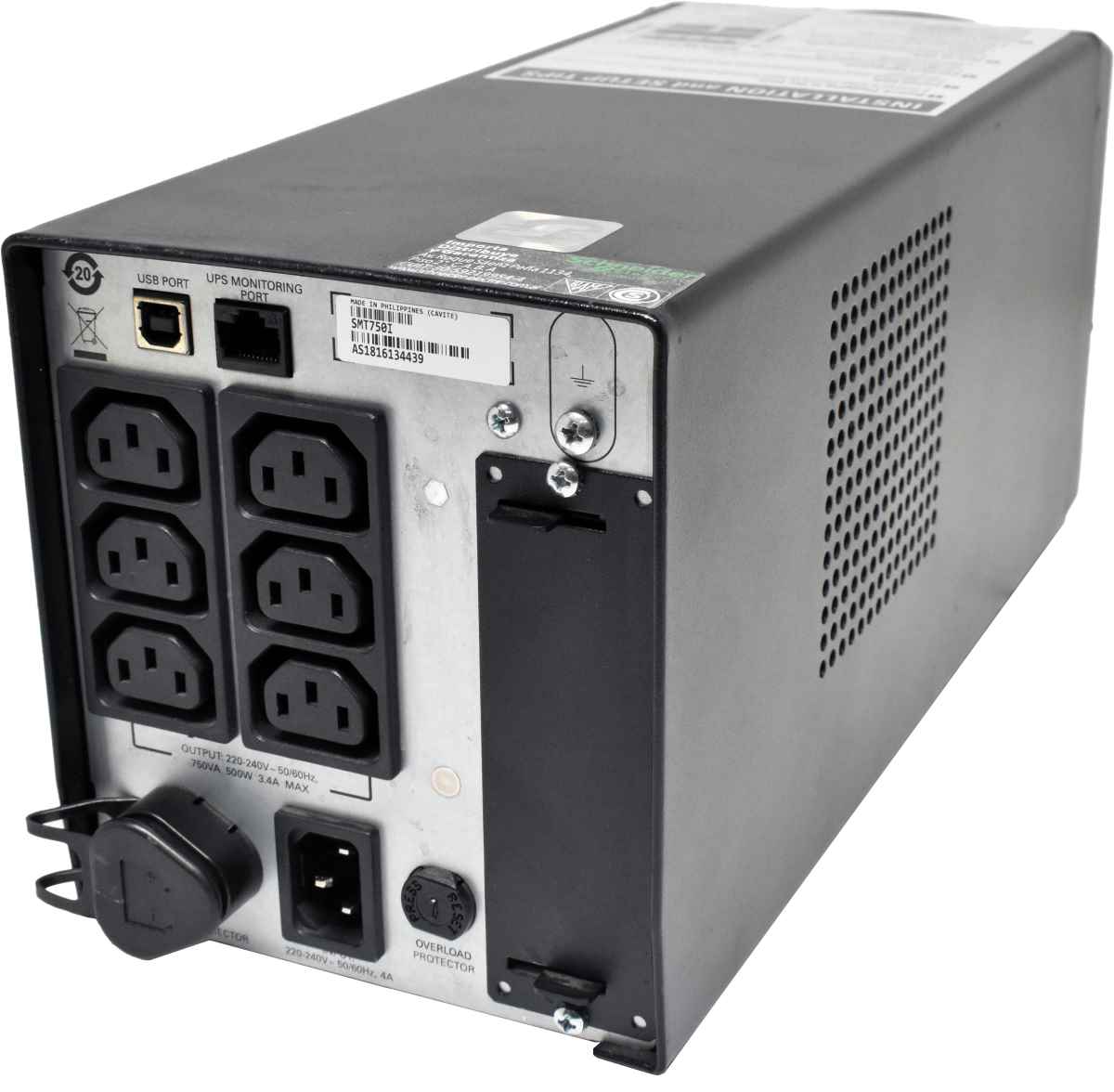 APC Smart-UPS 750 SMT750I 750VA 500W 6x IEC 320 C13 no Batteries APC Smart-UPS 750 SMT750I 750VA 500W 6x IEC 320 C13 no Batteries
