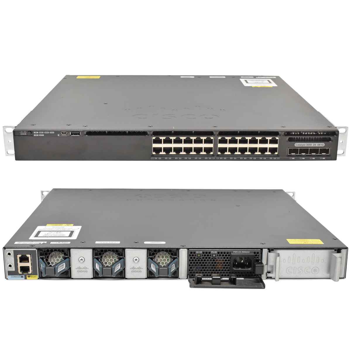 Cisco Catalyst WS-C3650-24TS-E 24-Ports GE 4-Ports GE Uplink IP 1x PSU Rack Ears Cisco Catalyst WS-C3650-24TS-E 24-Ports GE 4-Ports GE Uplink IP 1x PSU Rack Ears