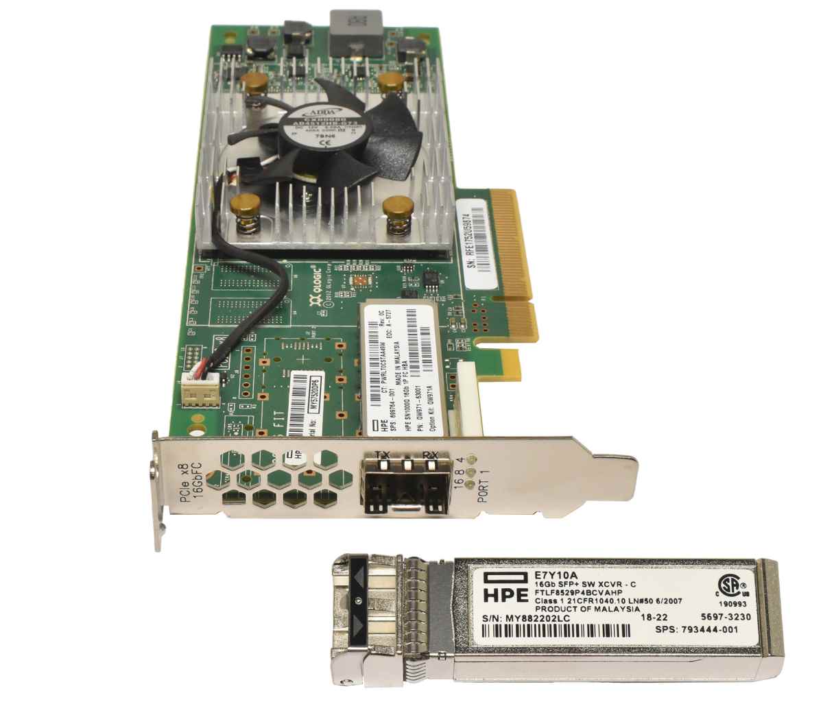 HP Qlogic SN1000Q QLE2660-HP Single-Port FC 16Gb PCle x8 Network Adapter LP 699764-001 + GBIC HP Qlogic SN1000Q QLE2660-HP Single-Port FC 16Gb PCle x8 Network Adapter LP 699764-001 + GBIC