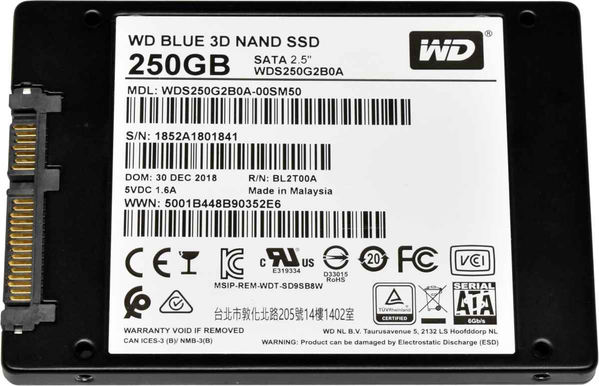 WD Blue 3D NAND 250GB WDS250G2B0A 2.5" 7mm 6G SATA SSD WD Blue 3D NAND 250GB WDS250G2B0A 2.5" 7mm 6G SATA SSD