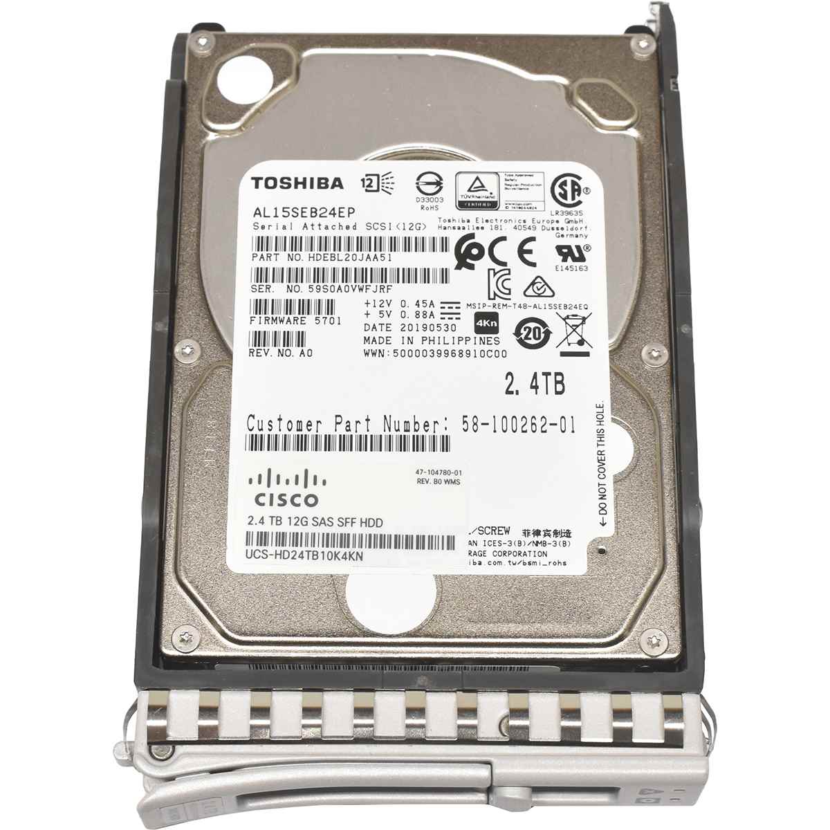 Cisco Toshiba 2.4TB 2.5" 10K 12G SAS SFF HDD Festplatte AL15SEB24EP UCS-HD24TB10K4KN