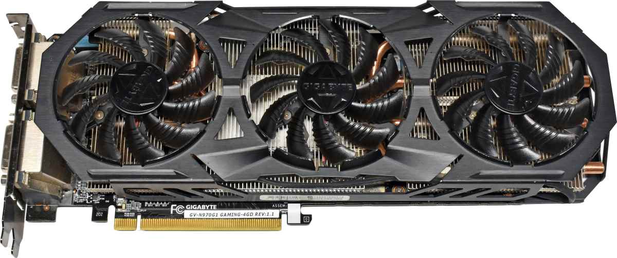 Gigabyte Windforce GV-N970G1 GAMINIG-4GD NVIDIA Geforce GTX 970 Graphics Card GM204 4GB GDDR5 PCIe 3.0 x16 HDMI 2x DVI 3x DP Gigabyte Windforce GV-N970G1 GAMINIG-4GD NVIDIA Geforce GTX 970 Graphics Card GM204 4GB GDDR5 PCIe 3.0 x16 HDMI 2x DVI 3x DP