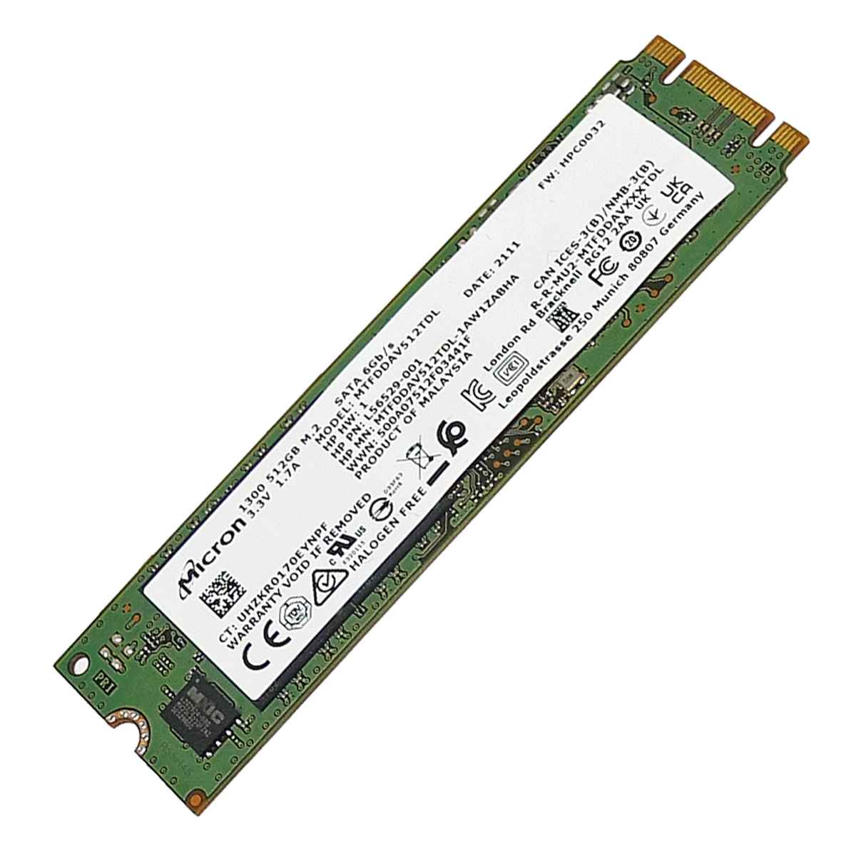 HP Micron MTFDDAV512TDL Solid State Drive (SSD) 512 GB M.2 2280 SATA L56529-001 HP Micron MTFDDAV512TDL Solid State Drive (SSD) 512 GB M.2 2280 SATA L56529-001