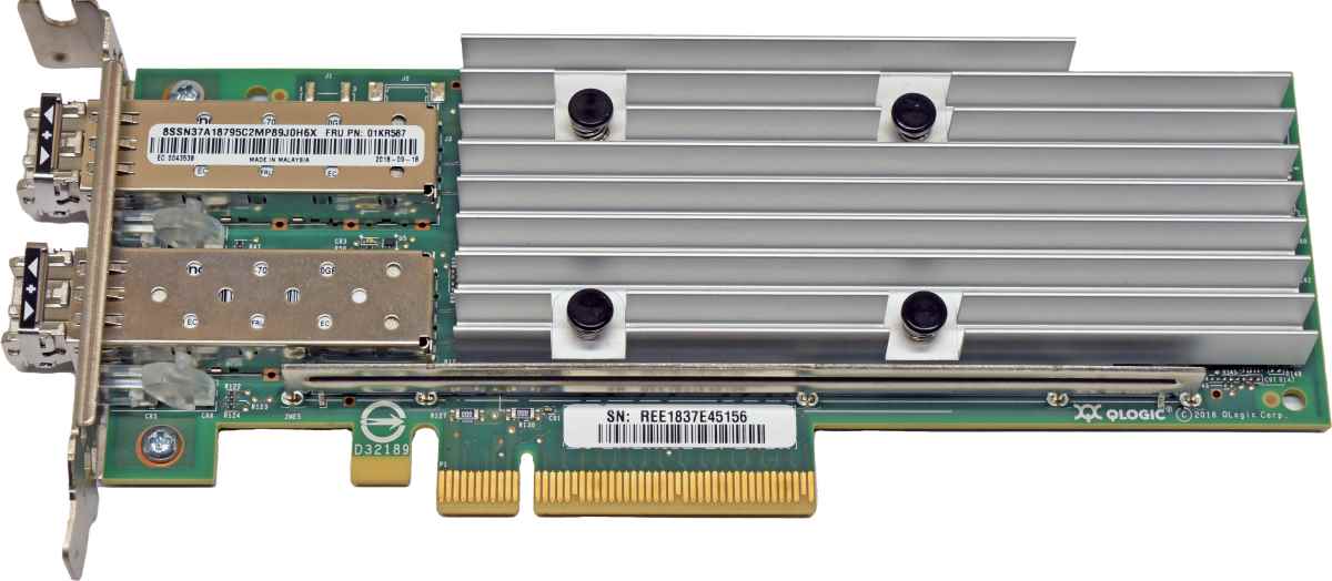 Lenovo QLogic QL41262 01KR587 Dual-Port 10Gb Adapter 4150X SFP28 Low Profile Lenovo QLogic QL41262 01KR587 Dual-Port 10Gb Adapter 4150X SFP28 Low Profile