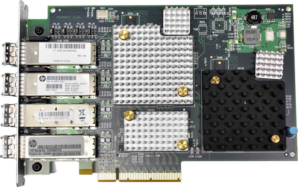 HP Emulex LPE12004 Quad-Port 8Gb PCIe x8 FC Server Adapter PN 5697-2043 +4x SFP+