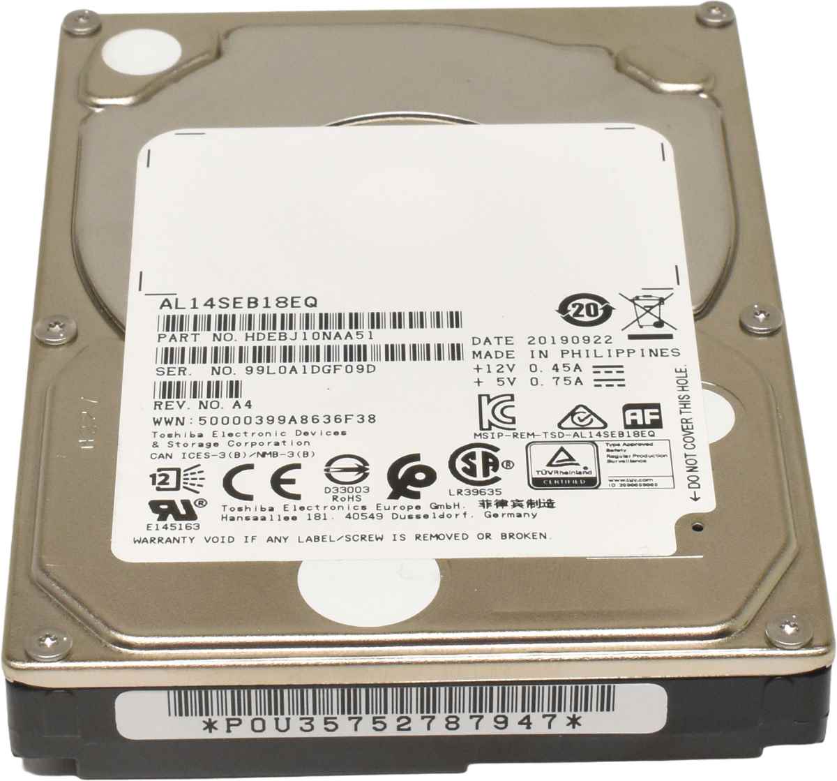 Toshiba 1.8TB 2.5" 10K 12G SAS Server HDD Festplatte AL14SEB18EQ