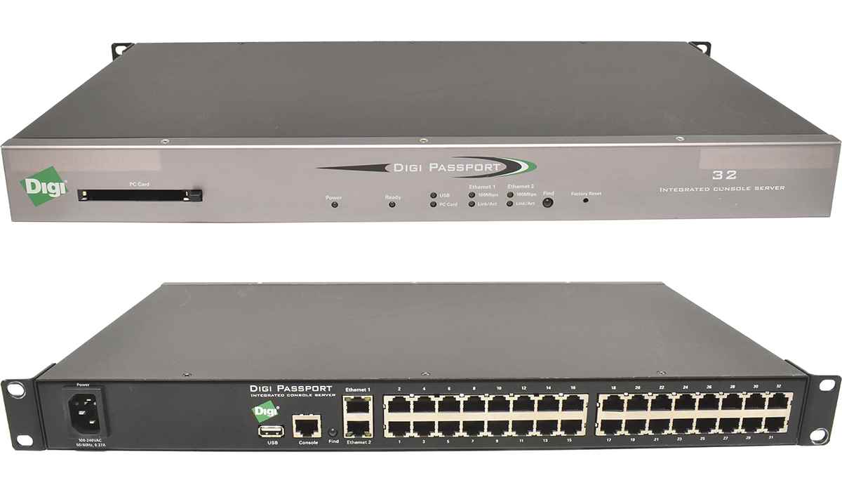Digi Passport 32 Integrated Console Server 32-Ports RJ-45 100Mbits 1P 50001351-01 Rack Ears Digi Passport 32 Integrated Console Server 32-Ports RJ-45 100Mbits 1P 50001351-01 Rack Ears