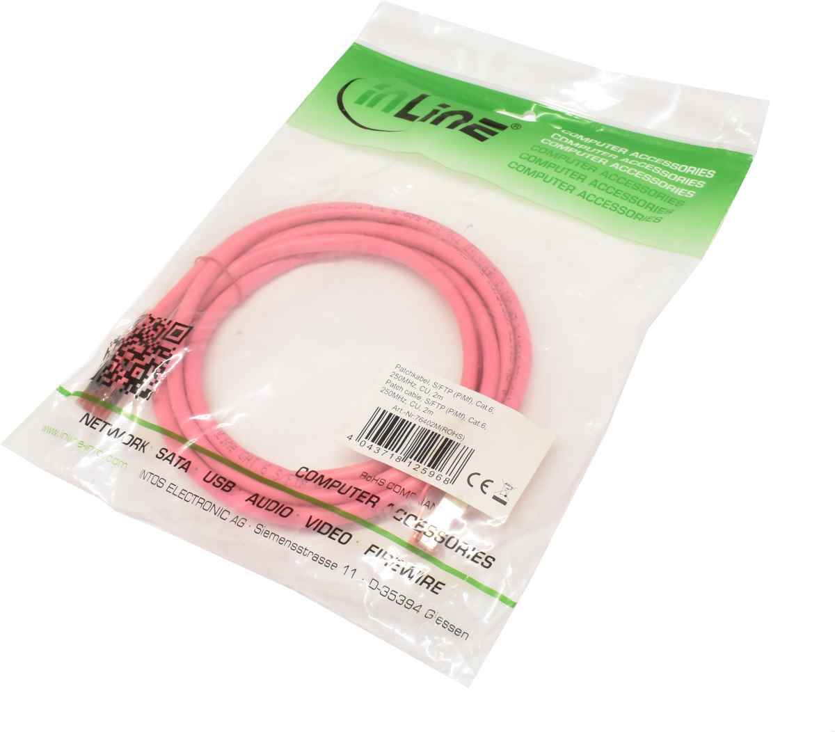 InLine Patchkabel S/FTP (PiMf) Cat.6A 250MHz, CU 2m 76402M NEU