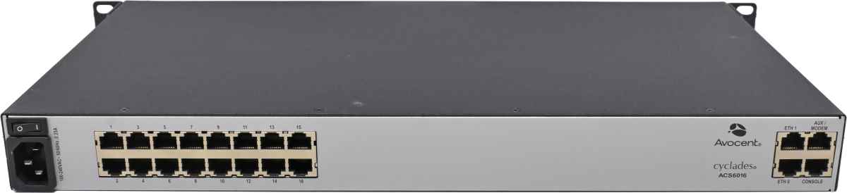 Avocent Cyclades ACS6016 16-Port Advanced Console Server 520-689-501 1x PSU +Rack Ears Avocent Cyclades ACS6016 16-Port Advanced Console Server 520-689-501 1x PSU +Rack Ears