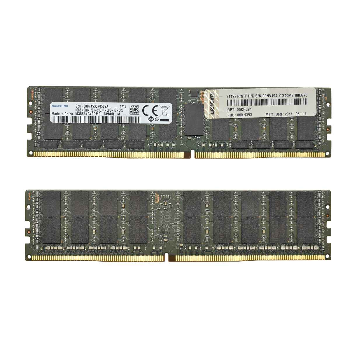 Lenovo Samsung 32GB 4DRx4 PC4- 2133P RAM M386A4G40DM0-CPB 00KH393 64GB Lenovo Samsung 2x 32GB 4DRx4 PC4- 2133P RAM M386A4G40DM0-CPB 00KH393