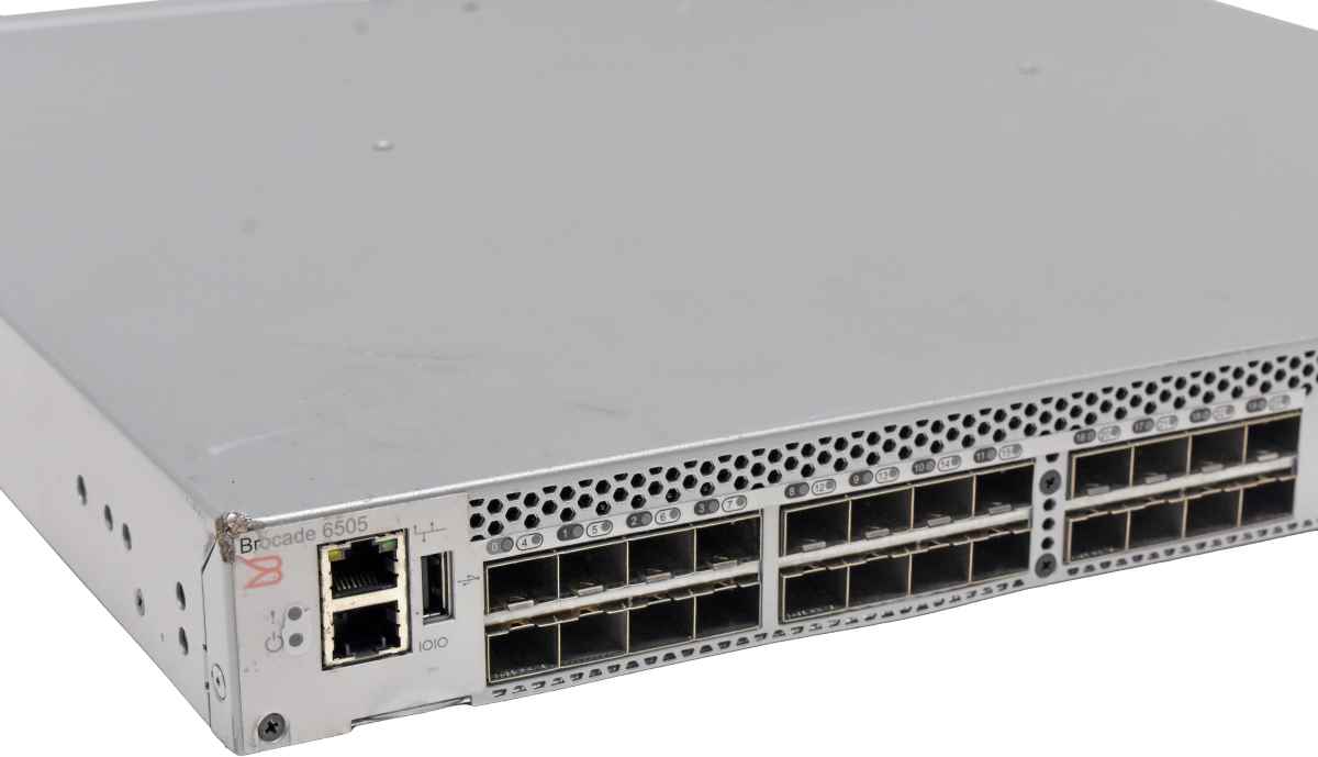 Brocade 6505 SM-6505-120R 24-Port 16G SFP+ FC Switch slightly damaged no PSU Brocade 6505 SM-6505-120R 24-Port 16G SFP+ FC Switch slightly damaged no PSU