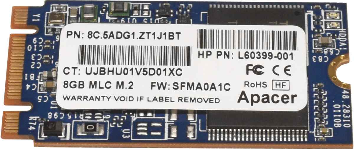 Apacer HP 8GB MLC M.2 SATA 6Gb/s Solid State Drive Card 8C.5ADG1.ZT1J1BT L60399-001 Apacer HP 8GB MLC M.2 SATA 6Gb/s Solid State Drive Card 8C.5ADG1.ZT1J1BT L60399-001