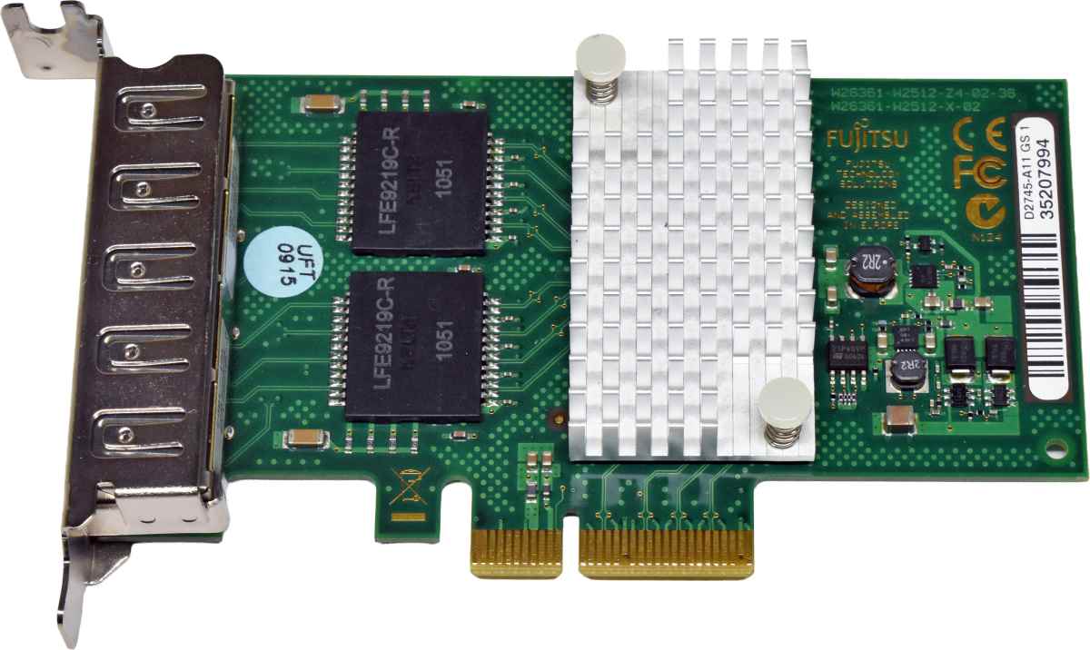 Fujitsu Primergy Quad-Port RJ-45 GE Network Adapter PCIe x4 D2745-A11 GS1 GS3 LP
