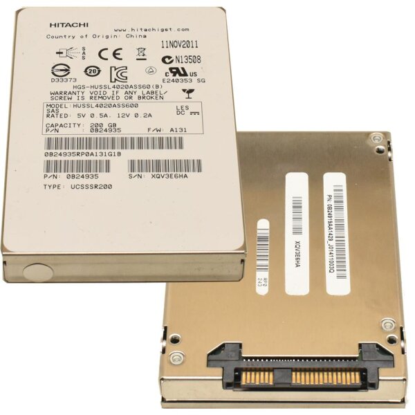Hitachi 200 GB SSD Festplatte 2.5 Zoll SAS HUSSL4020ASS600 P/N 0B24935