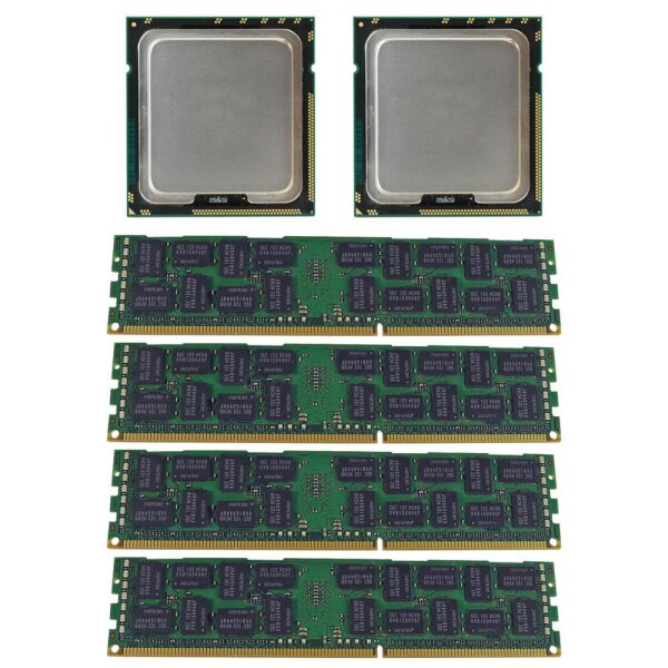 4x Samsung 4GB 2Rx4 PC3-10600R CL9 Server RAM DDR3 2x Intel Xeon E5620 CPU Quad-Core 2.40 GHz 12MB Cache SLBV4 FCLGA1366