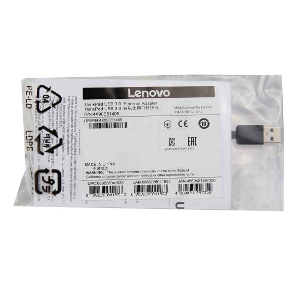 Lenovo ThinkPad USB 3.0 Ethernet Adapter 4X90E51405 Neu / New
